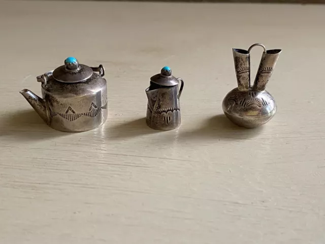 VTG Navajo Sterling E.M.W Elizabeth Whitman miniature teapot/Pitcher/Vase