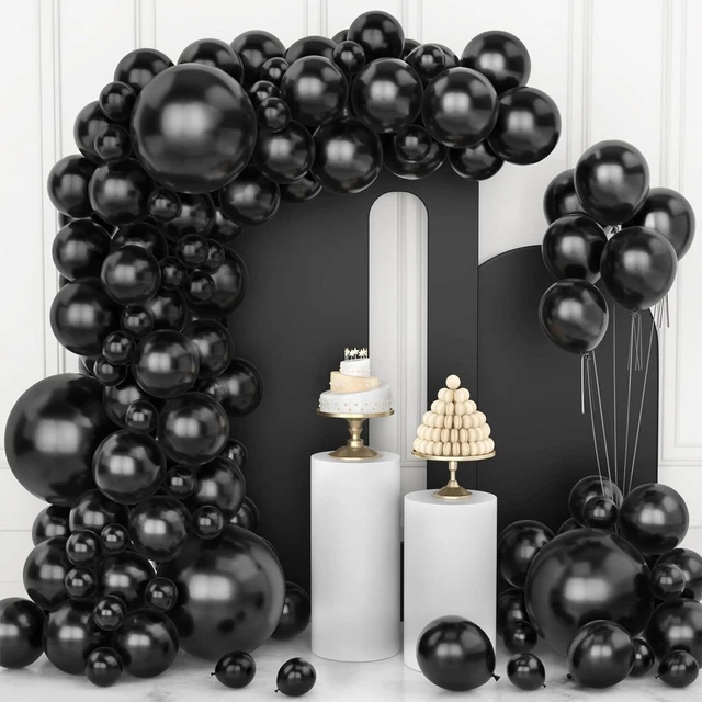 Black Balloons, 106 pcs Black Balloon Garland Arch Kit 5 10 12 18 inch Latex Ba
