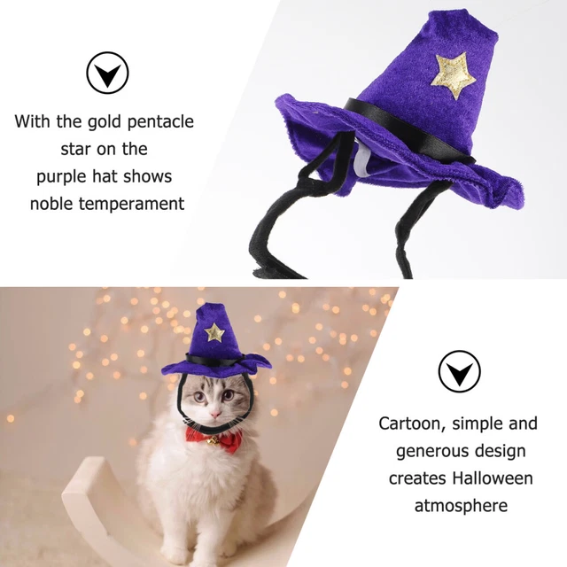 Cat Halloween Outfit Witch Cosplay Dog Outfit Hat Witch Costume Women Adjustable 11
