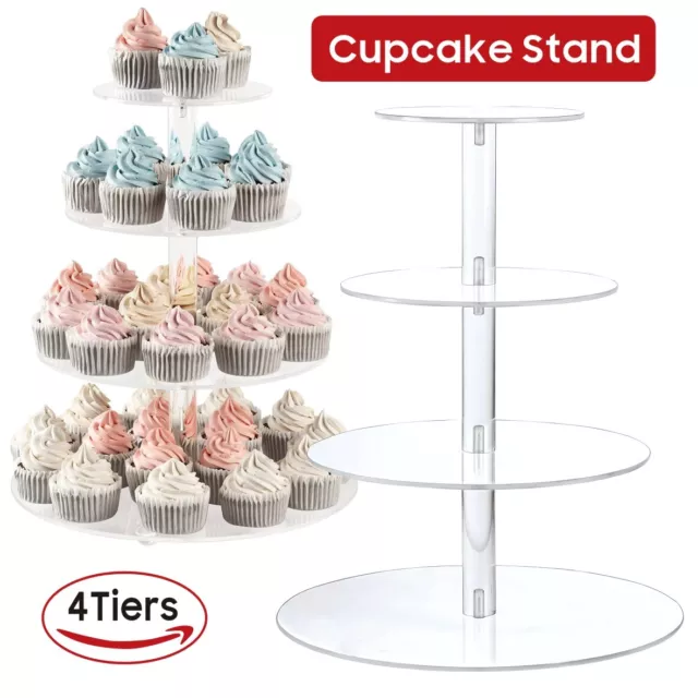 Tier Level Round Cupcake Stand Dessert Tower Clear Acrylic Display Cake Stand