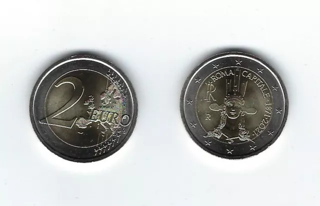 2 Euro Gedenkmünze 2021 aus Italien, Rom, Hauptstadt, bankfrisch, bfr