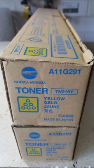 2x Genuine Konica Minolta TN216Y A11G291 Yellow Toners for Bizhub C220 C280 BNIB