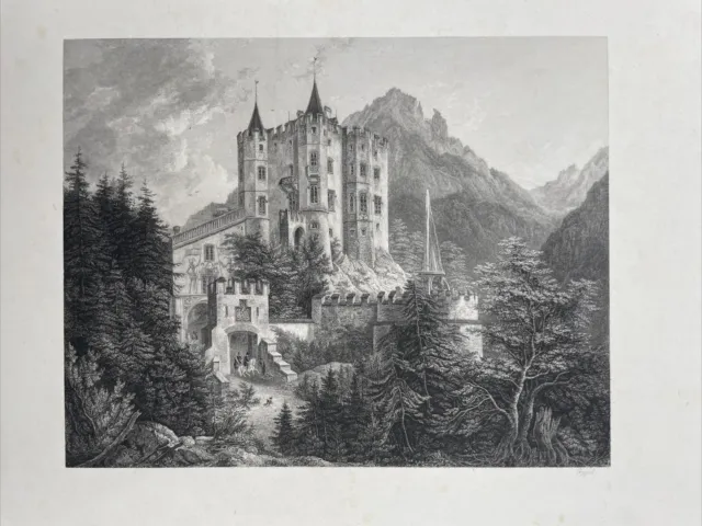 Schloss Hohenschwangau, Stahlstich um 1840