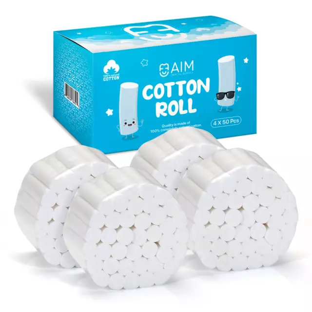 200 Dental Gauze Cotton Rolls 1-1/2" x 3/8", (#2 Medium), Kids Nose Plugs Bleed