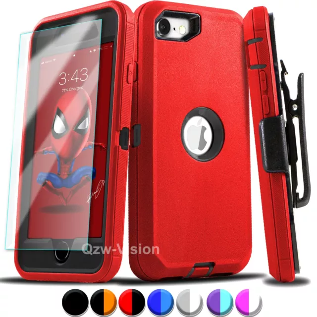 For iPhone 6 7 8 Plus SE 2/3 Shockproof Case Cover Belt Clip + Screen Protector