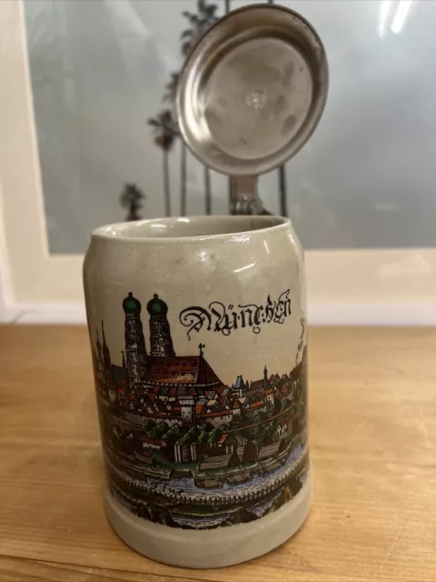 Bmw Munchen Beer Stein By Gerz Stoneware German 0.5 L Mug Tankards Rein Zinn