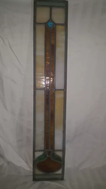 Antique Stained Glass Panel 29 1/2" x 5 3/8" Window Hanging