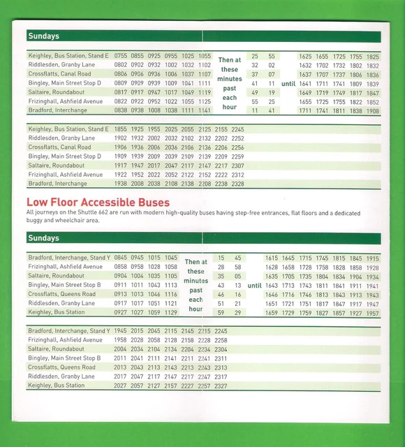 TRANSDEV BUS TIMETABLE Keighley & District Shuttle 662 to Bradford
