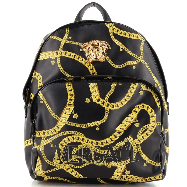 Versace La Medusa Zip Backpack Printed Leather Medium Black, Print Versace La Medusa Zip Backpack Printed Leather Medium Black, Print