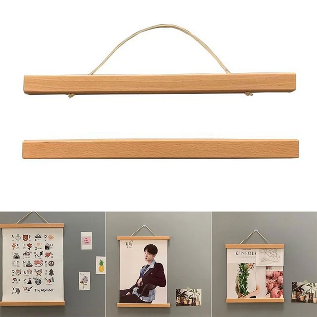 AFFICHE SUSPENDU ROULEAUX Wood-Colored D??filer 4 en Bois Bandes ...