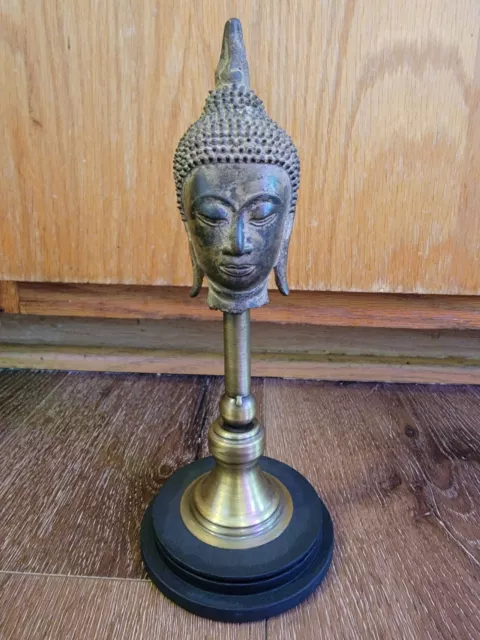 Vintage Cast Bronze Buddha Head 1950s