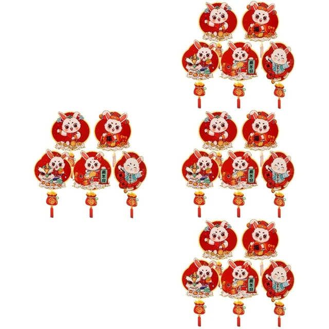 20 Pcs Papier Pendentif Année Du Lapin Décoration