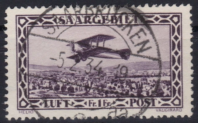 === Saargebiet FLUGPOST Mi. 127 PF III gest., Kat. 180€ ===
