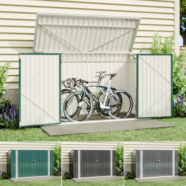 Outdoor Storage Shed Steel Garden Shed Bike Storage with Lockable Door Pent Roof