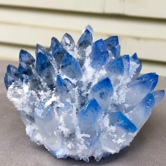 366g  New Find blue Phantom Quartz Crystal Cluster Mineral Specimen Healing 8