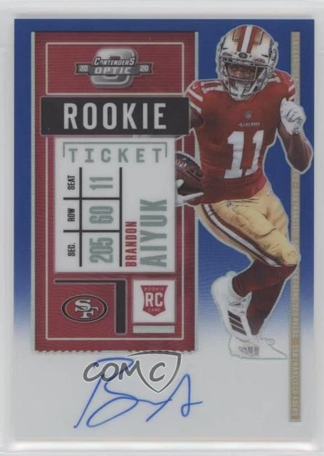 2020 Panini Contenders Optic Ticket RPS Blue /75 Brandon Aiyuk Rookie Auto RC