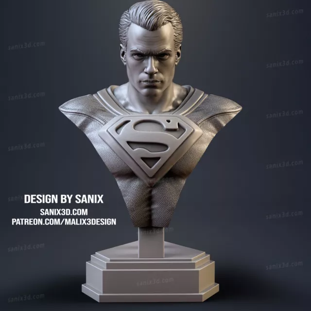 SUPERMAN, DC COMICS, BUST, 70-200mm, FAN ART, 3D-DRUCK, STATUE, ABE3D, MFW