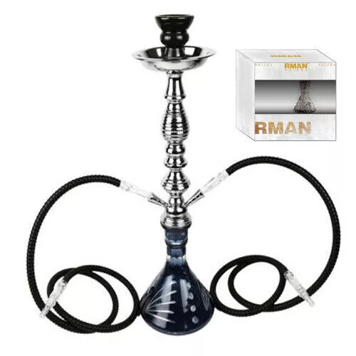 RMAN Hookah mit 2 Schläuchen Wasserpfeifen Shisha 53cm Keramikkamin und Zange