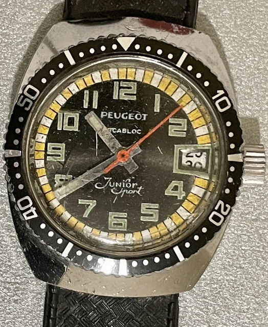 Peugeot Rare Montre Bracelet Collection Incabloc Junior Sport Diver De Plongée