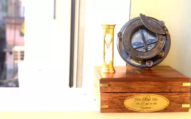 Gilbert Sundial Compass Antique Sons Brass London Nautical Handmade Gift W Box