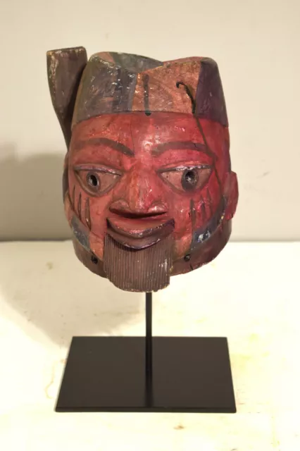 African Mask Yoruba Gelede Red Wood Painted Helmet Mask