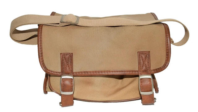 Bolso de hombro vintage años 50-60 bronceado lona ajustable con correa y hebilla para cámara