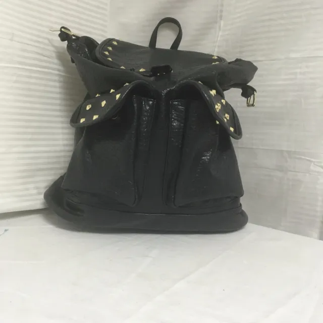 Backpack bag,Black faux leather backpack top handle bag purse