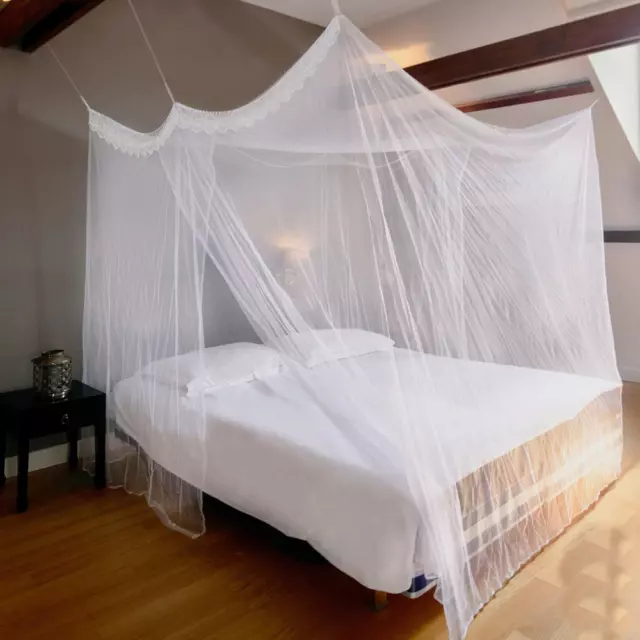 Moskitonetz Fliegengitter Mückennetz Fliegennetz Betthimmel Doppelbett Weiß NEU