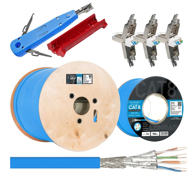 CAT.8 Verlegekabel 2000MHz Halogenfrei Netzwerkkabel S/FTP LAN Datenkabel KAT.8