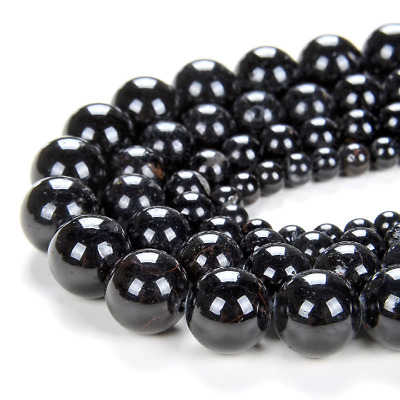 Natural Black Tourmaline Gemstone Grd A Round 6MM 8MM 10MM 12MM Loose Beads(D69)