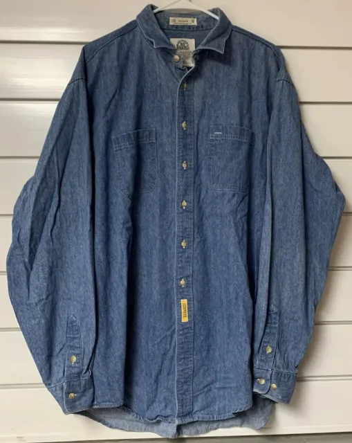 Vintage 90s BD Baggies Foundry Jean Denim Button Long Sleeve Shirt Men's XL Tall