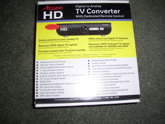 Access HD Digital to Analog TV Converter Model DTA1080D New In Box