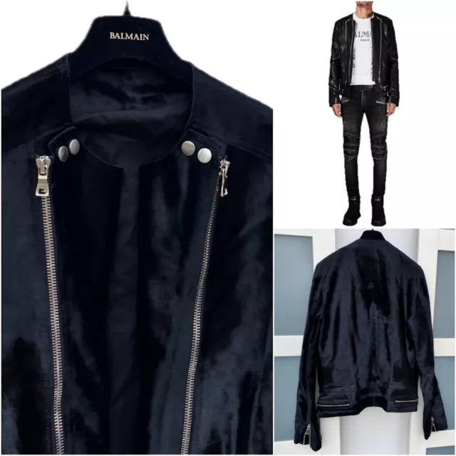 Rare & Gorgeous Balmain AW20 Slim Fit Calf Hair Leather Biker Jacket Prototype