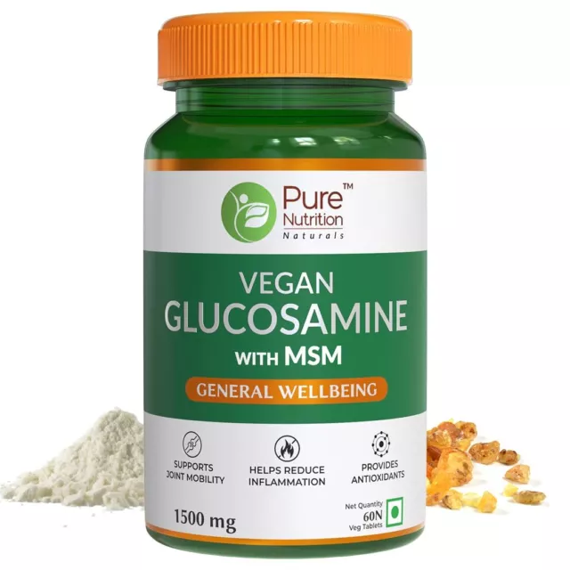 Pure Nutrition Naturals Vegan Glucosamine 1500mg with MSM (60 Veg Tablets)