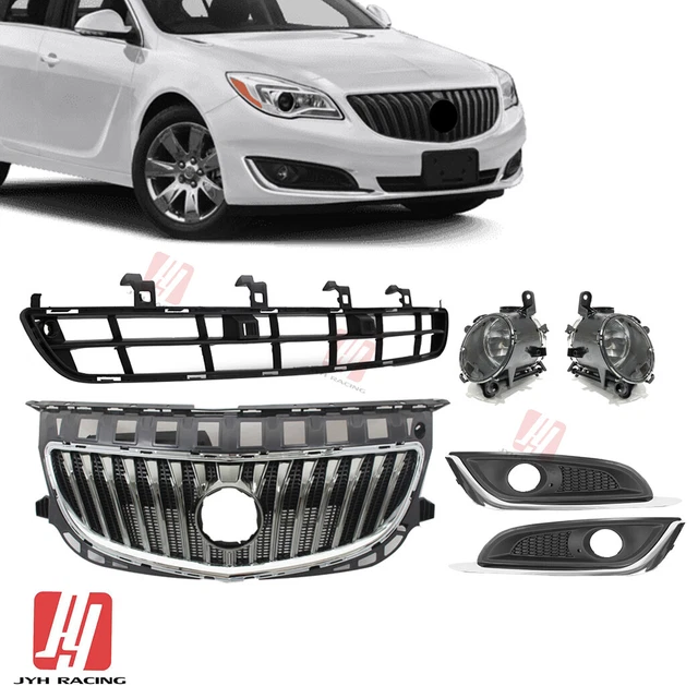 For Buick Regal 2014-2017 Front Upper/Lower Grille Fog Lamps/ Bezels Set 6pcs