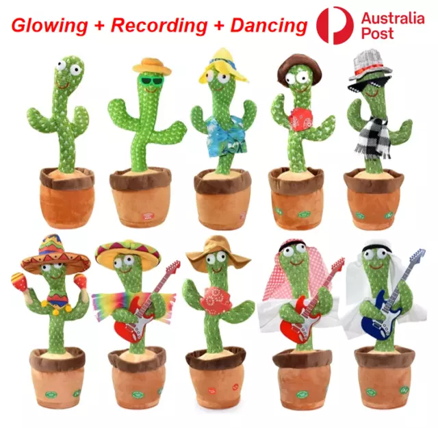Dancing Cactus Plush Toy Doll Electronic Recording Shake With Song Funny Gift AU