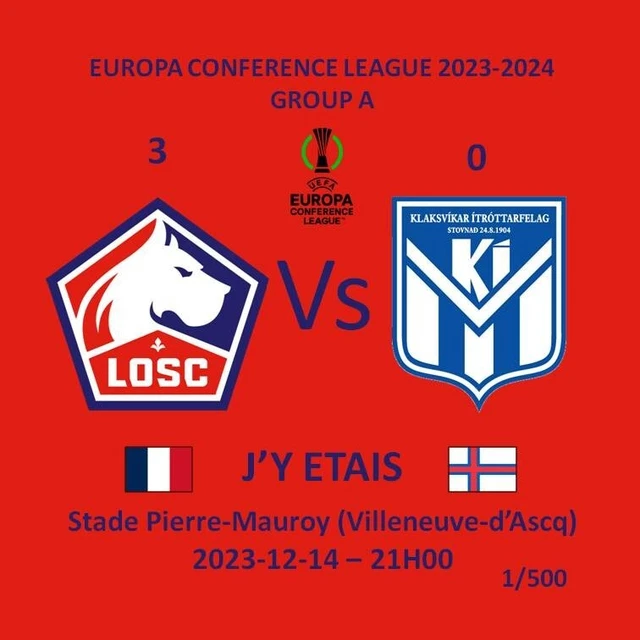 Aimant LOSC Lille Vs Slovan Bratislava - Europa Conference League 2023-2024 - Comme Neuf