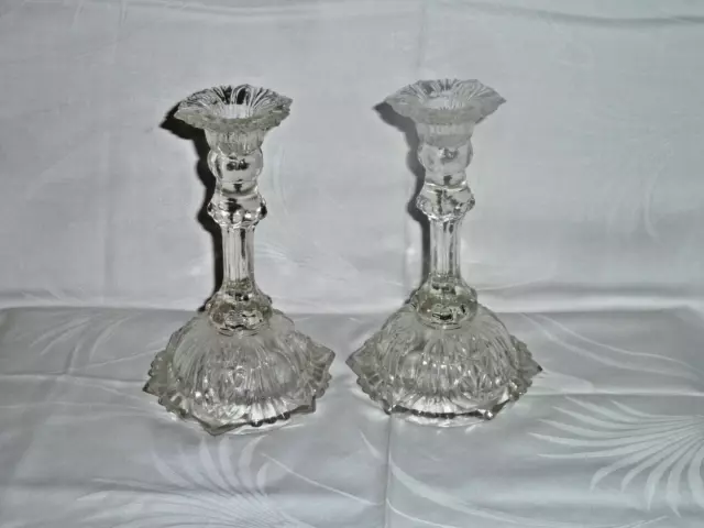 2  Kristall ? Glas Kerzenständer - Vintage - Kerzenleuchter