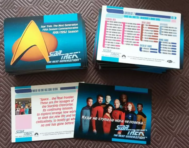 Star Trek Next Generation Base Card Set of 120 Cards Inaugural Trading 1992