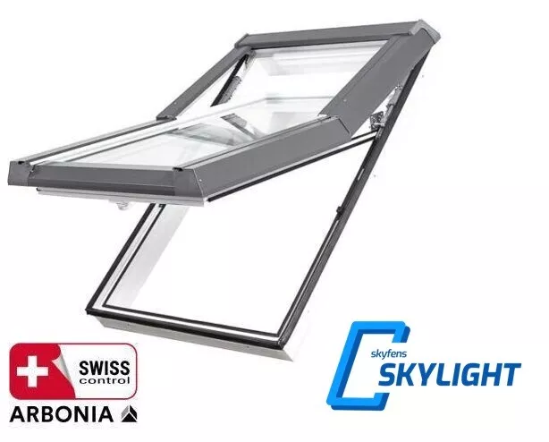 Skylight Dachfenster aus Kunststoff inkl. Eindeckrahmen, Elektro-Außenrollläden