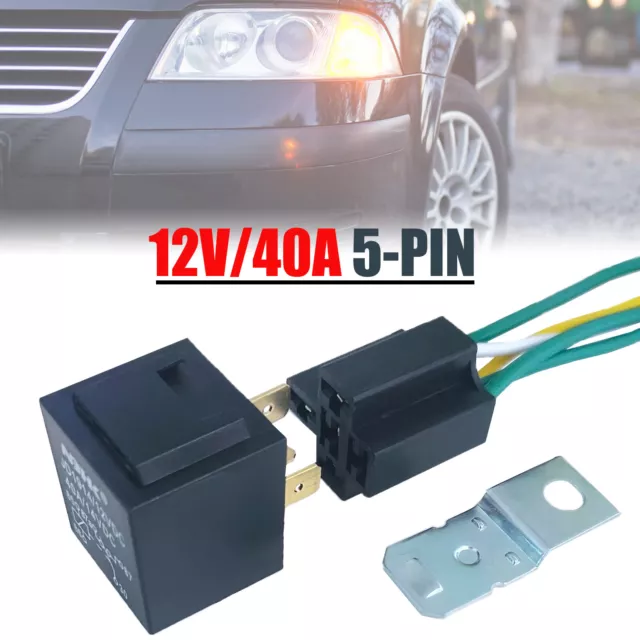 12V DC 30A 5Pin 40Amp Relay With Wires And Harness Socket Set For Car Light Horn