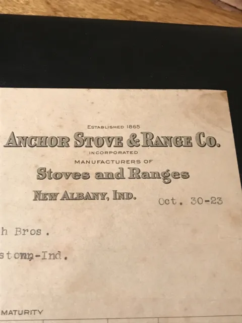 1923 Anchor Stove & Range Co. Billhead - New Albany - Indiana