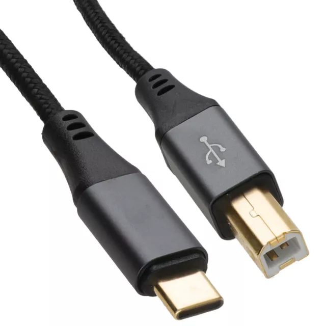 PRO Metal USB-C to Printer Cables  Type-C Plug to B Male Braided Leads 0.5/1m/2m