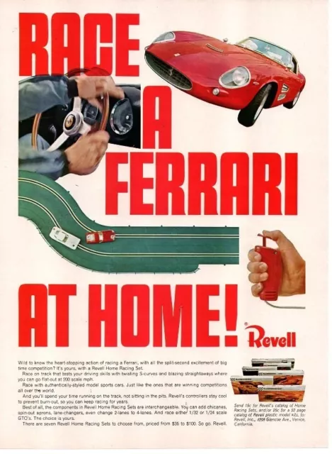 Print Ad 1966 Revell Home Racing Scale Model Cars "Race a Ferrari at Home" GTO