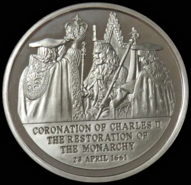 1975 Silver Great Britain Restoration Of The Monarchy Kings Orb Charles Ii Medal