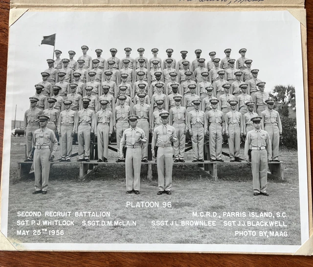 USMC PLATOON 96 Graduation Photo 1956 MCRD Parris Island SC US Marines
