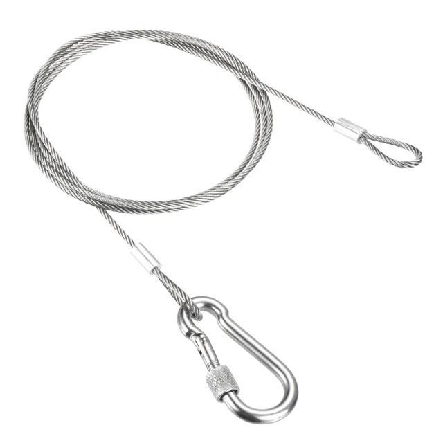 2.5mmx1m(3.3Ft) Safety Cable Lock Wire with Snap Hook Steel Security Cable