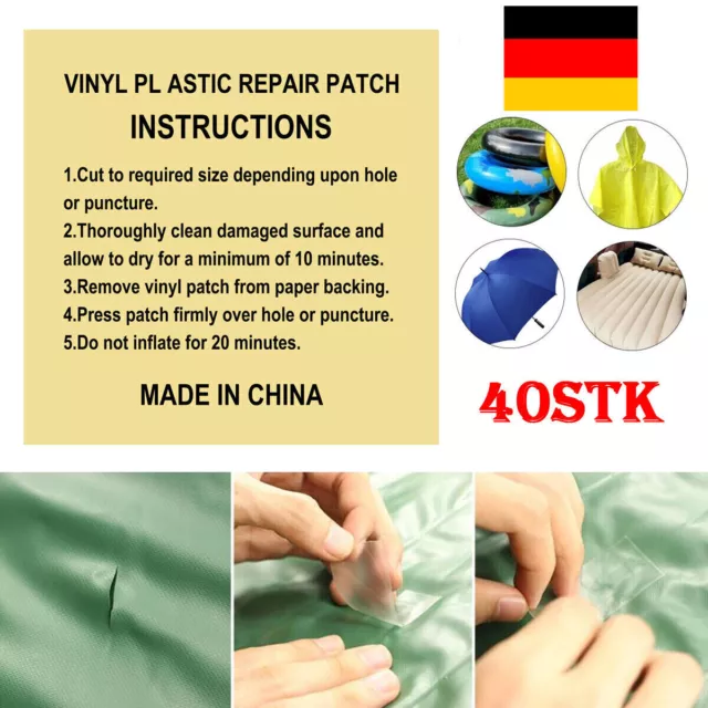 DE_40 Stk Flicken Selbstklebend Whirlpool Pool Reparatur Patch Luftmatratze Kit 2