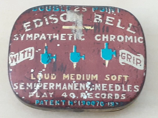 1920 Edison Bell Gramophone Needles Tin Sympathetic Chromic With Grip 1 Needle