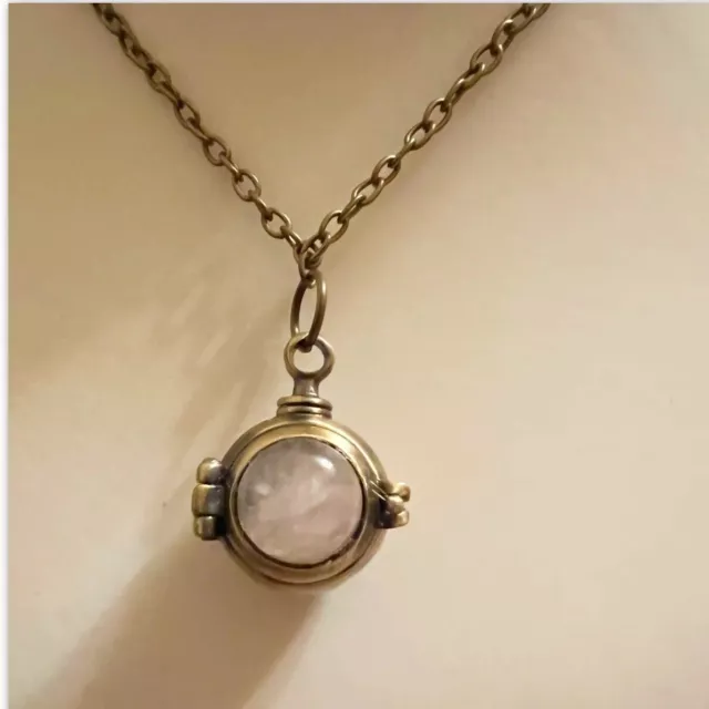 Rose Quartz Steampunk Locket Necklace